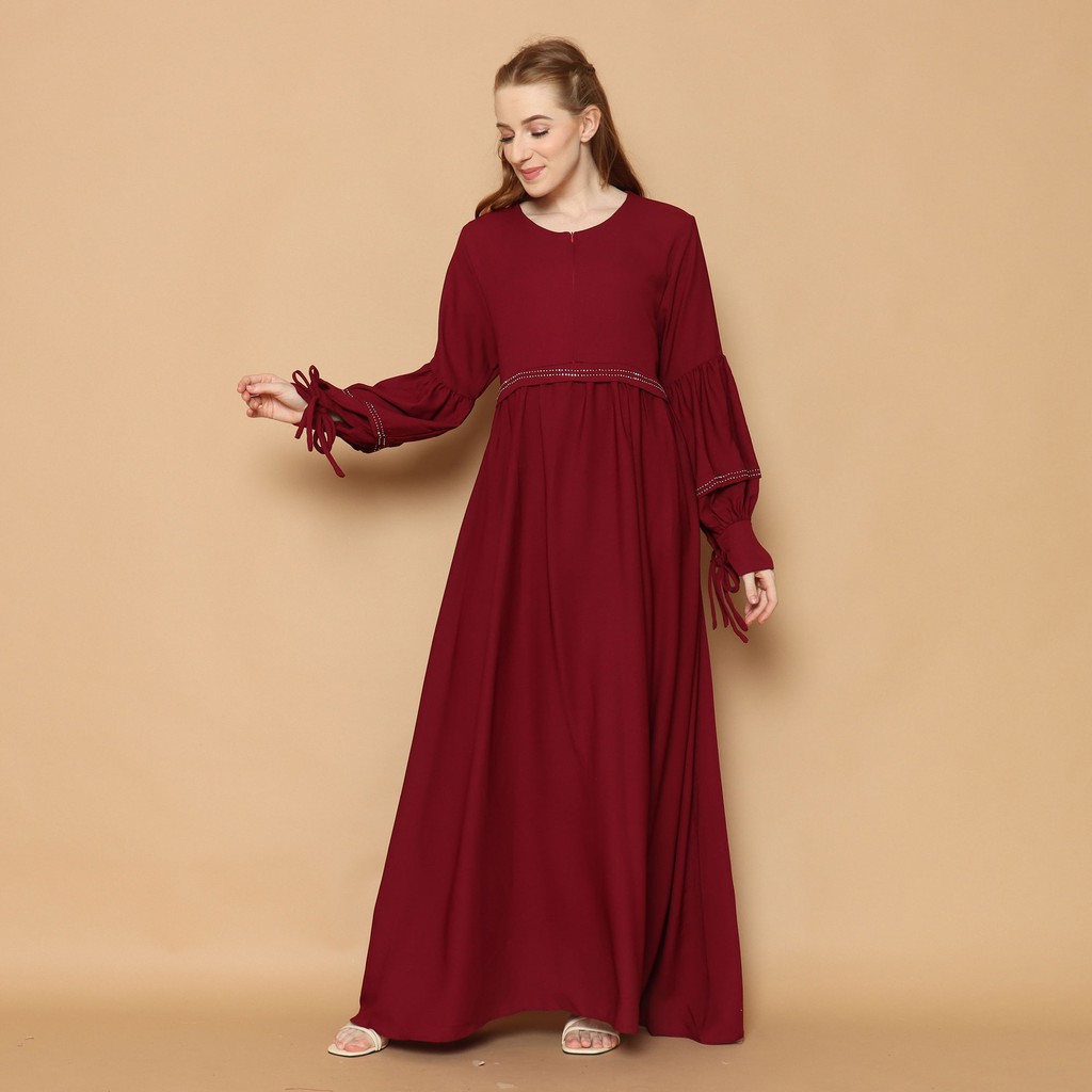 BAJU GAMIS WANITA PAYET BAHAN SATIN PREMIUM WARNA HITAM MAROON HIJAU UNTUK LEBARAN ALL SIZE MEWAH