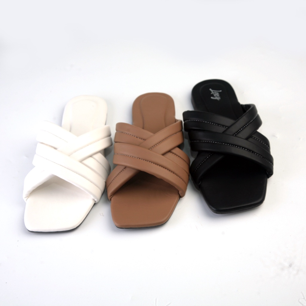 Lexy JISOO Sandal Wanita Flat Teplek