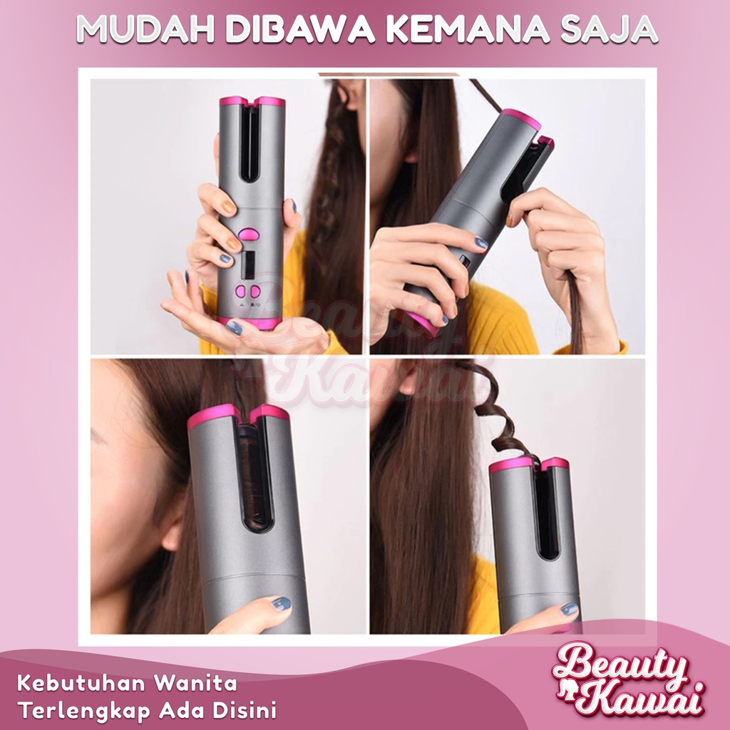 Curly Rambut Otomatis Cas USB Hair Curler Wireless Alat Catokan Keriting