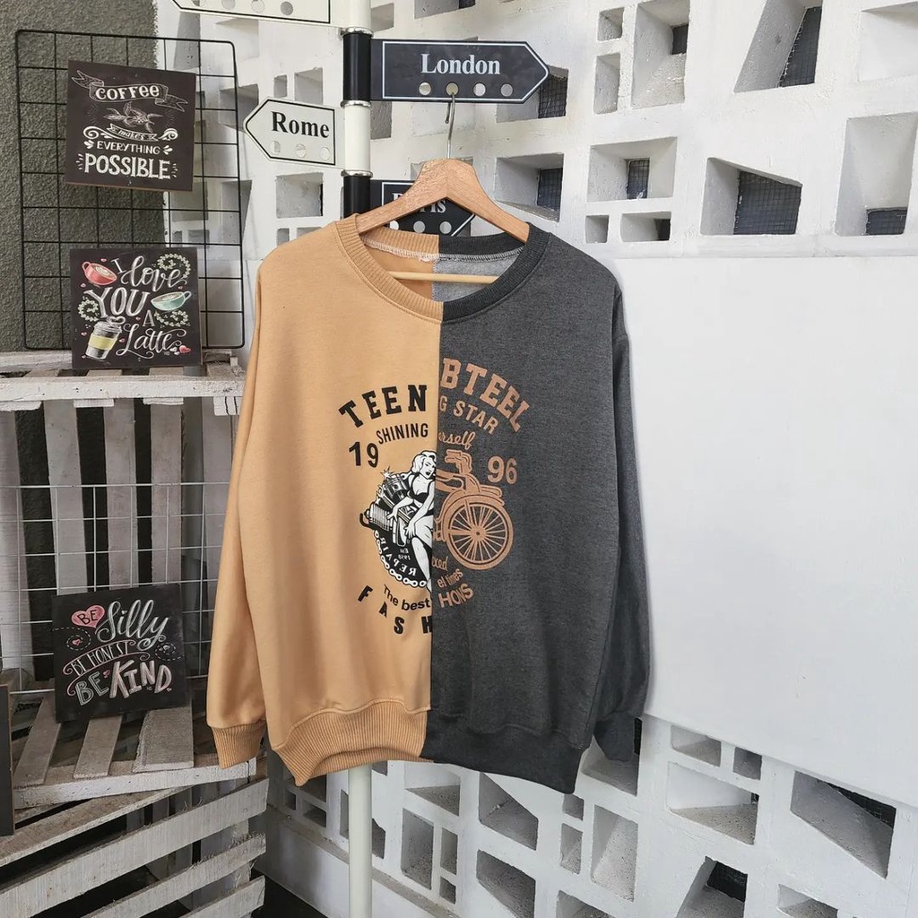 Sweater Bassic Teen xxl Crewneck Oblong Gaya Terbaru