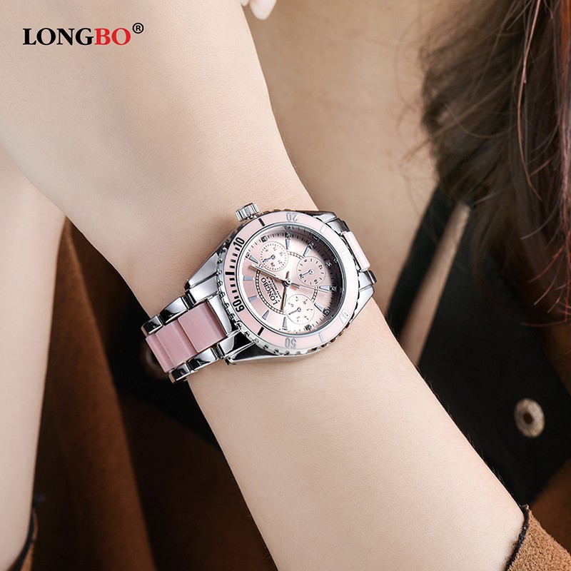 Longbo 80303 Jam Tangan Wanita Casual Bisnis Stainless Steel Metal Mewah Original Bonus Jam Tangan Mairu 541727