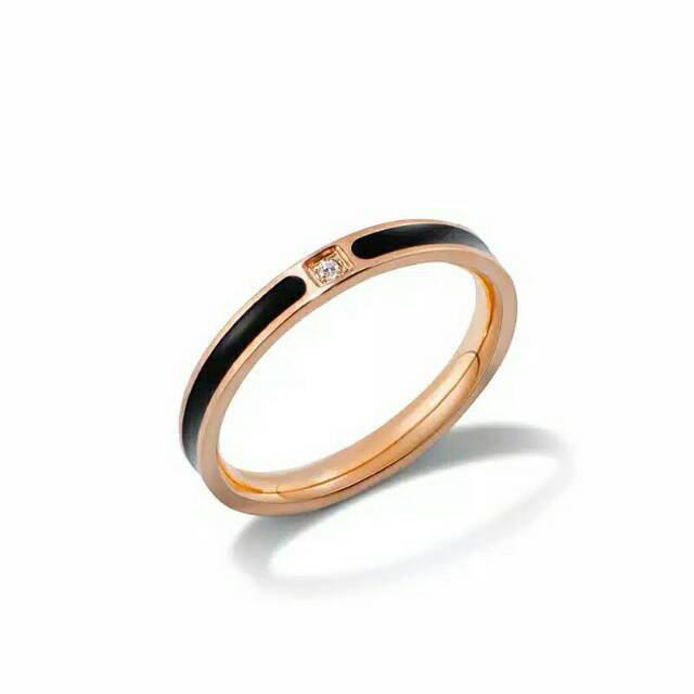 GG Cincin Aksen Lingkar Hitam Berlian Titanium#CC-LH