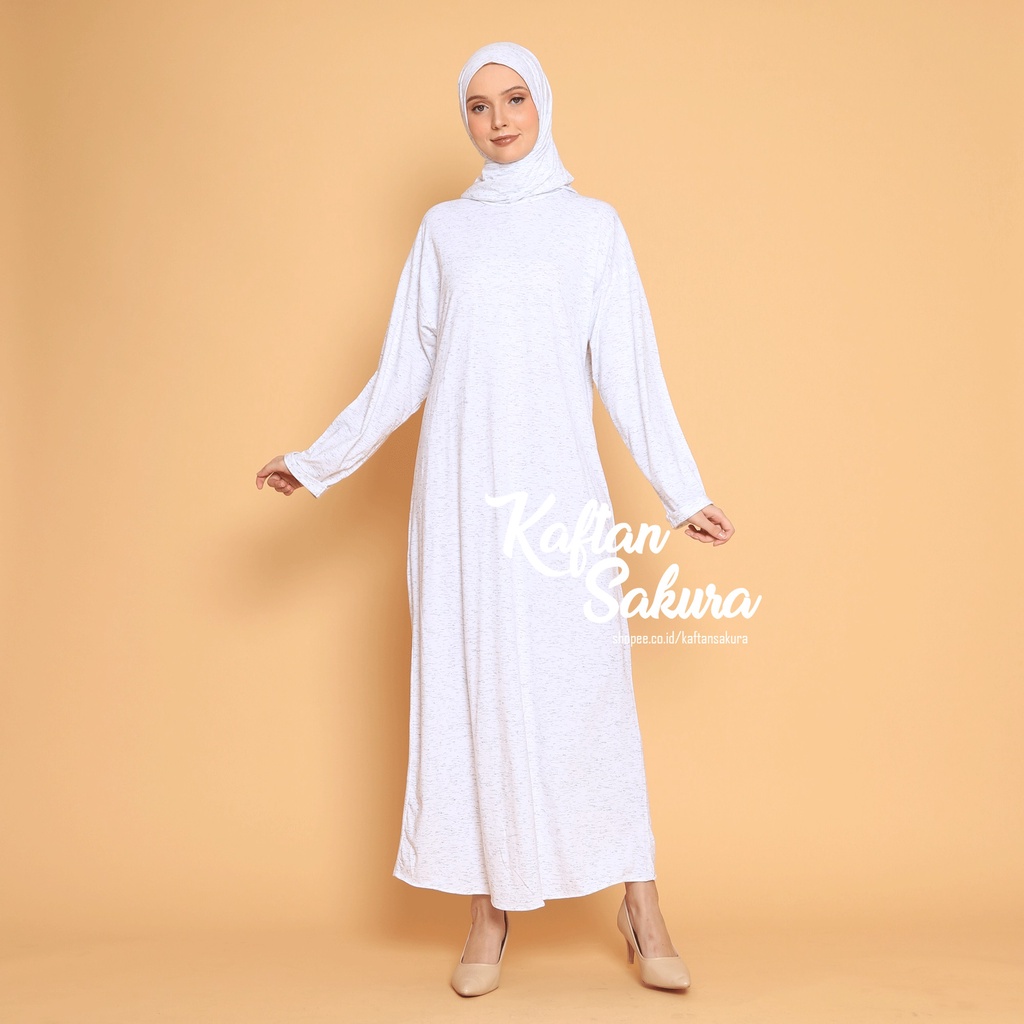 gamis abaya dengan hijab wanita fashion modern lengan panjang , gamis putih polos , gamis idul adha simple