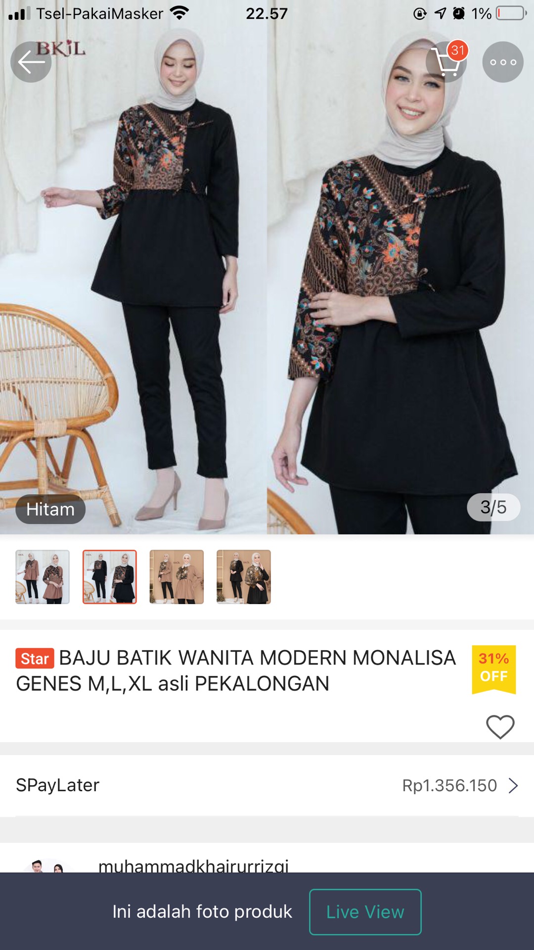 Baju Batik Wanita Modern Monalisa Genes M,l,xl Asli Pekalongan
