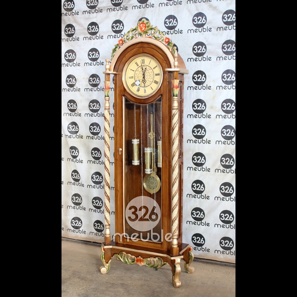 Lemari Jam Ulir Jati Mebel Jepara - Almari Jam Hias Jati Mebel Jepara