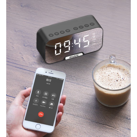 Speaker Bluetooth V 5.0 Mirror Clock Alarm Jam Weker/Beker Cermin