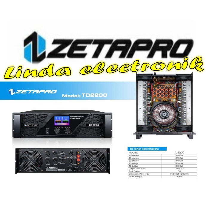 Power Ampli Amplifier ZETAPRO TD2200 Class TD Original 6600 Watt