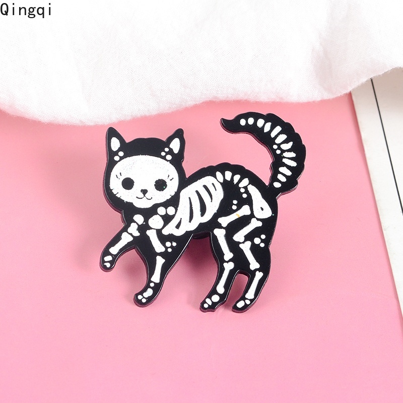 Bros Pin Enamel Bentuk Kucing Hitam Gaya Gothic Untuk Aksesoris