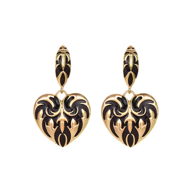 LRC Anting Tusuk Fashion Alloy Drop Oil Pattern Love Stud Earrings D28547