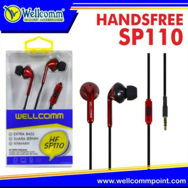 PROMO HANDSFREE/HEADSET brainded WELLCOMM original SP 110