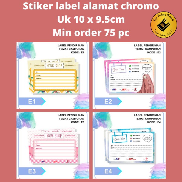 &lt;Free desain&gt; Stiker label alamat pengiriman olshop Uk 10x9,5 | Sticker chromo Uk 14x10 | stiker