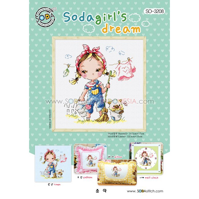 Paket DIY Craft Sulam Kristik Strimin Cross Stitch Sodastitch SO-3208 - Sodagirl's Dream Girl