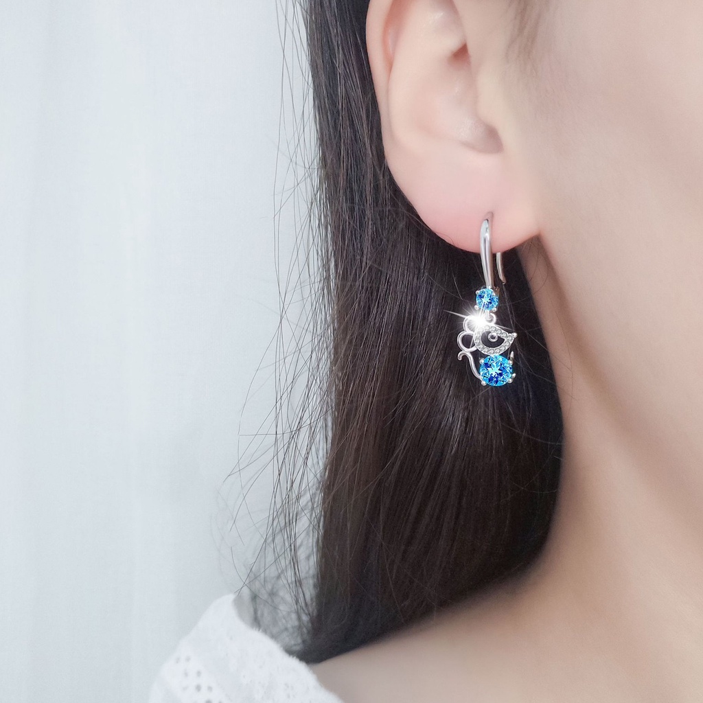 Hu Hu Hu Hu Hu Alat Bantu Pasang Kacamata♡ Anting Kait Gantung Bentuk Tikus Bahan Alloy Anti Alergi Hias Berlian Imitasi Untuk Wanita
