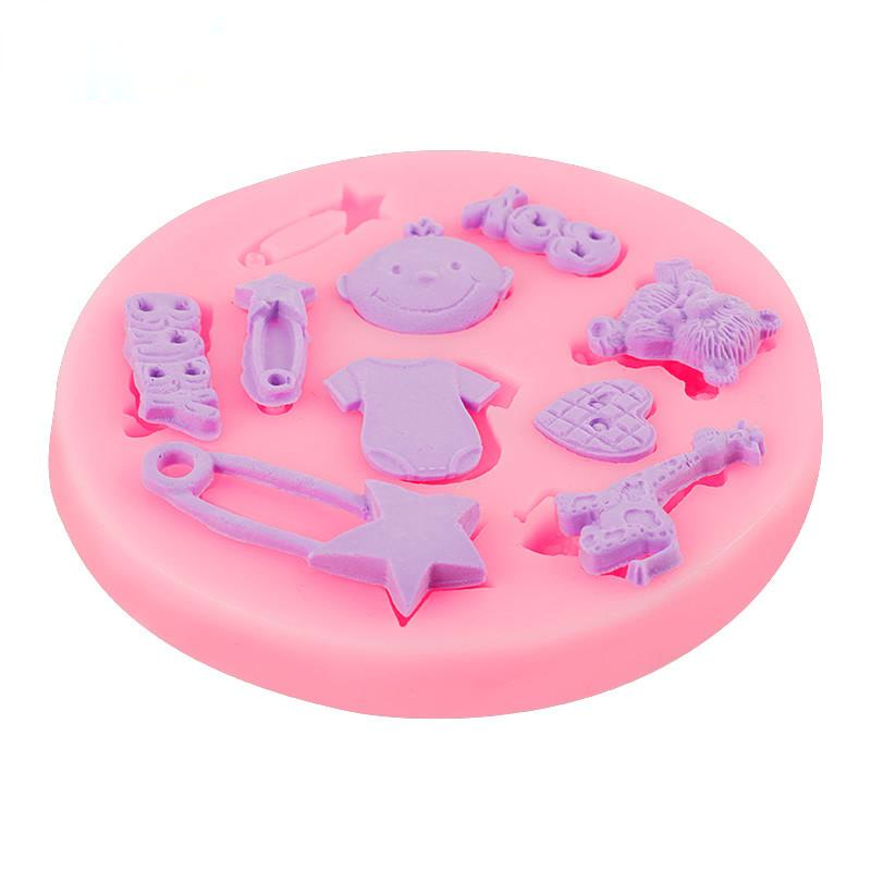 Silicone Cake Mold Heart Baby Boy Shape Sugarcaft Fondant Mold Baby Shower Cake Decorating Tool