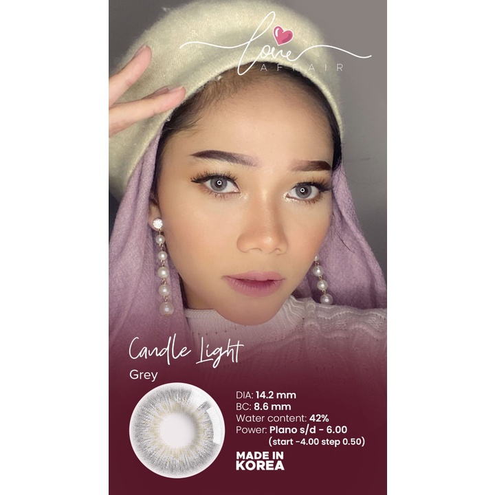 softlens LOVE AFFAIR candle light (grey) minus by exoticon soflens/lensa kontak