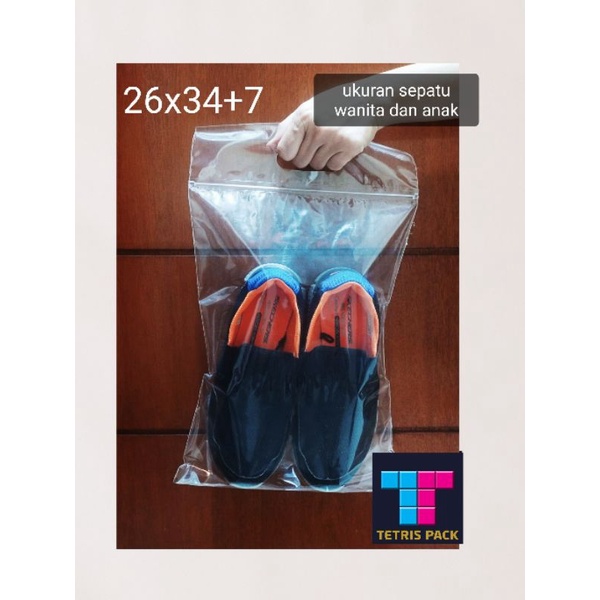 plastik laundry sepatu klip sepatu wanita /anak 25x34+7 isi 50 lembar