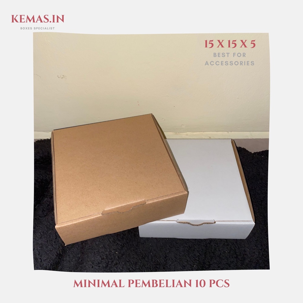 

Kardus Die Cut 15x15x5 - Karton Box Dus Packaging Hampers Pizza Hijab Kue Roti Polos Murah