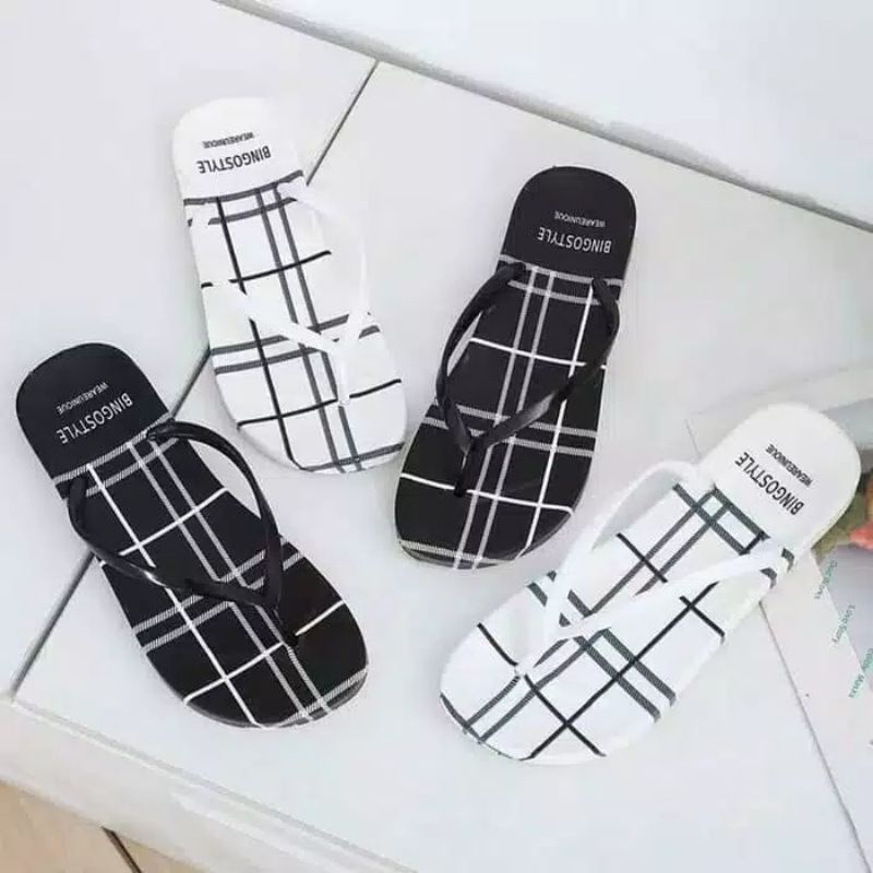 SANDAL JEPIT MOTIF GARIS [BINGOSTYLE]