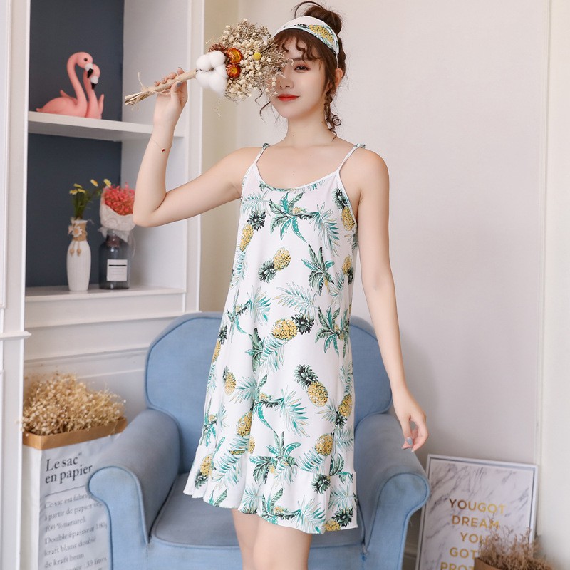 BAJU TIDUR DRESS PIYAMA IMPORT PREMIUM IMUT BANYAK MOTIF-Pineapple