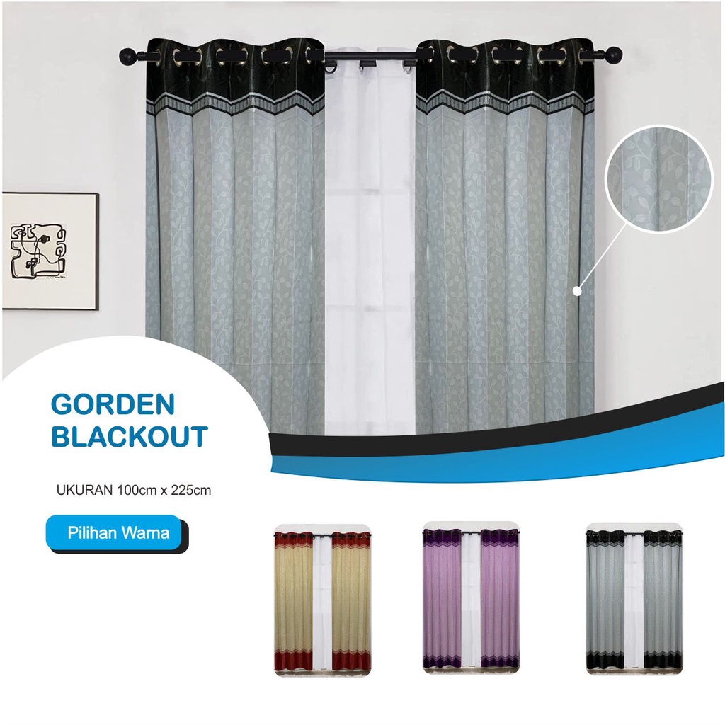 Gorden Blackout Garis Emboss Minimalis Tebal dan Mewah / Gordeng Hordeng Korden Tirai 100% Blackout Stripe