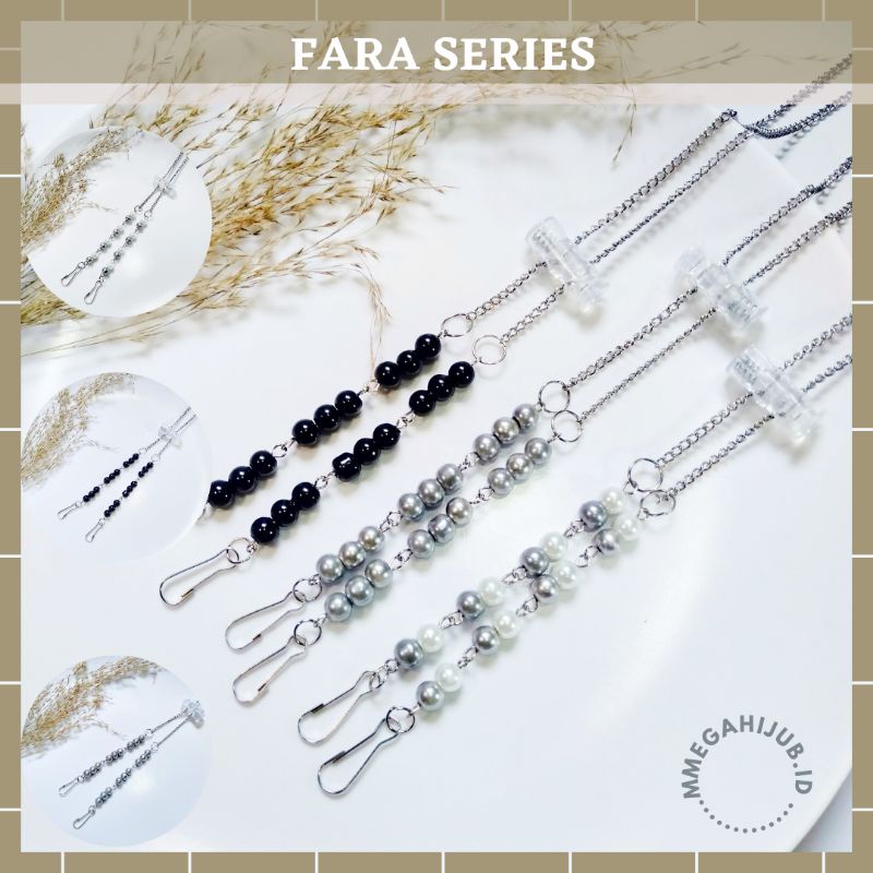 Fara Series Strap Mask 2in1 / Strap mask mutiara rantai silver