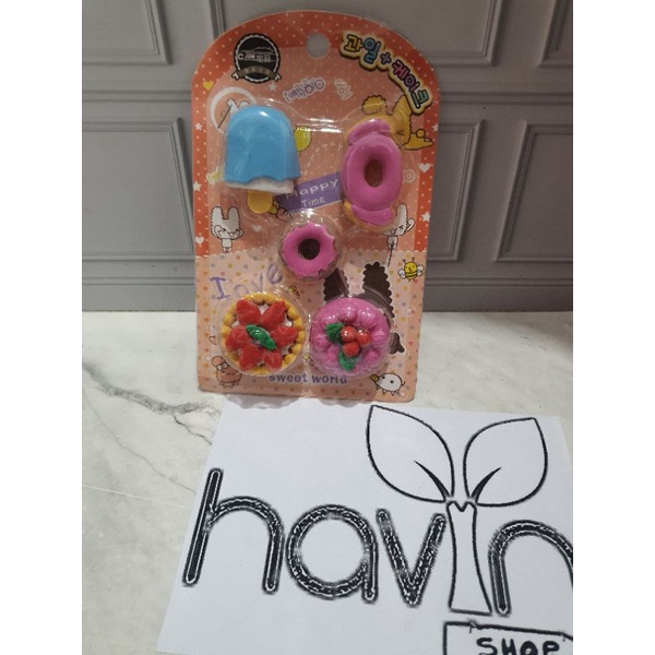 Penghapus lucu makanan kue/STIP KUE/hapusan fancy/hapusan set/stip-H