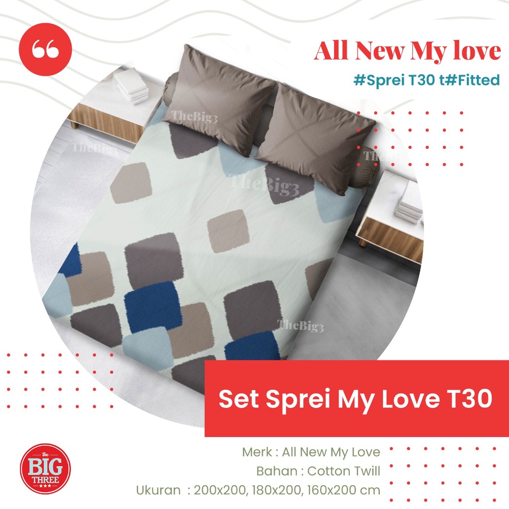 Sprei ALL NEW MY LOVE 180x200 / 160x200 / 200X200 Tinggi 30 Avanti Daisy Nania Nigella Triangles Autumn Bellamy Flore Forest Kyra Luisa Mabel Paola Winter Farah - Super King Queen T30 SP