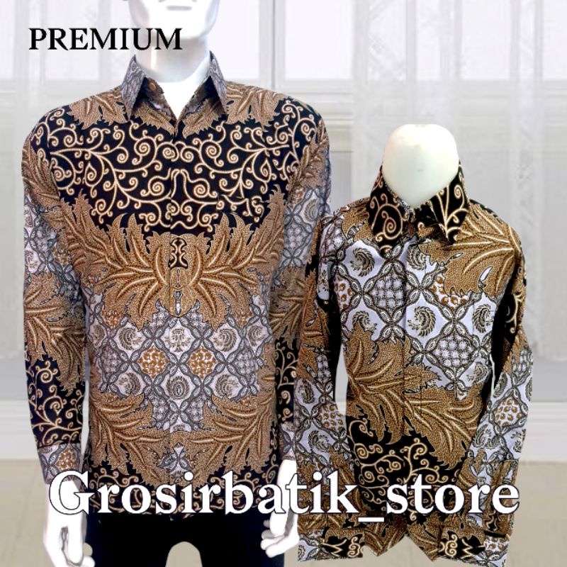 BAJU BATIK COUPLE AYAH DAN ANAK PREMIUM KATUN FURING MOTIF ELEGANCE