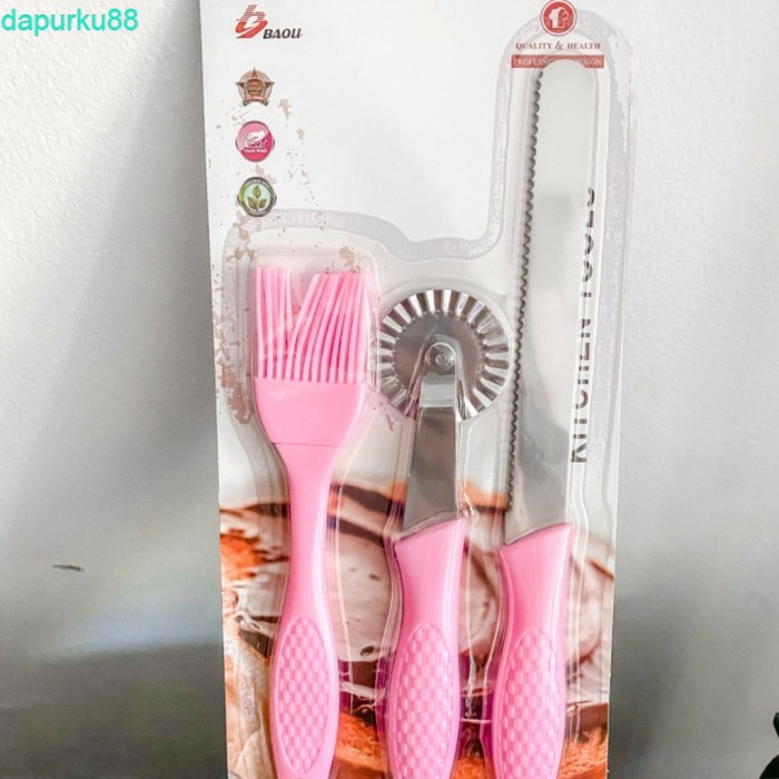 Paket Kuas Pisau Gerigi Silikon Kuas Mentega Roti Kue Pisau Silikon