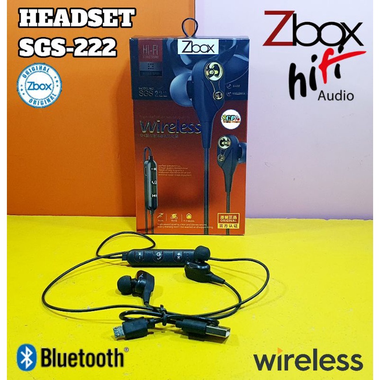 Headset Earphone HF HS Zbox SGS-222 Wireless Bluetooth Hifi With Mic
