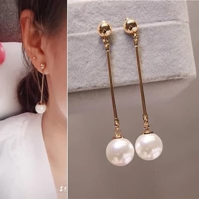 Anting panjang/ anting style korea rumbai mutiara imitas -