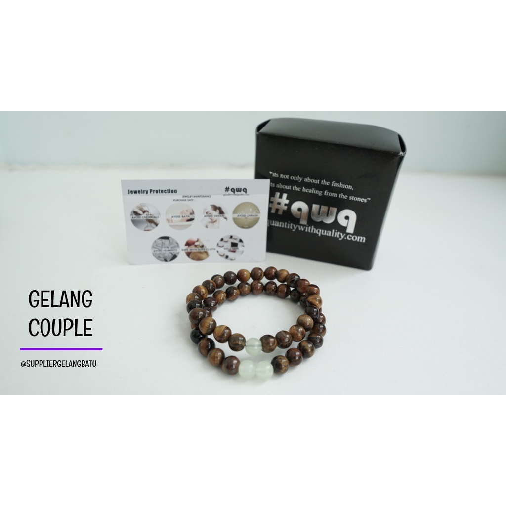 gelang batu FOSFOR TIGER EYE pasangan distance bracelet couple akik