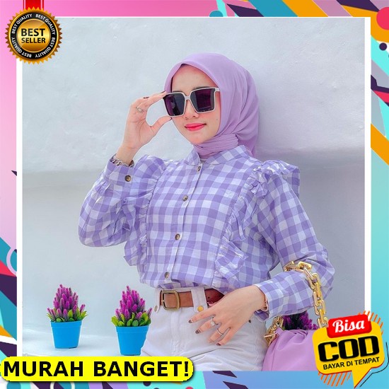 Kemeja Wanita Bigsize Jumbo Besar Oversize Korea Terbaru Cewek Hem Uni [Cod] Una Top Atasan Blouse