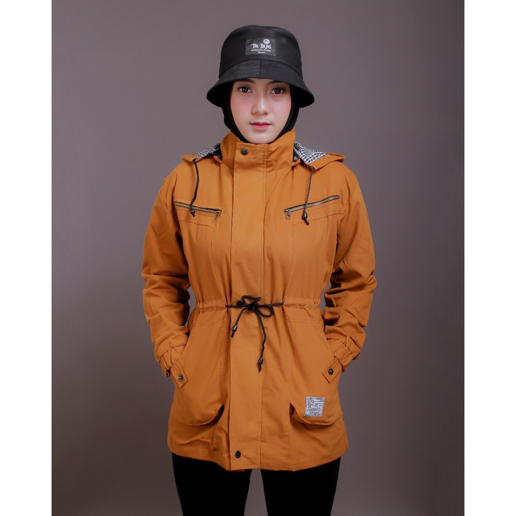 JEC Jaket Parka Wanita Acrilik Full Premium | Jaket Hijab | Polos | Kanvas | Jaket Gunung | Jacket