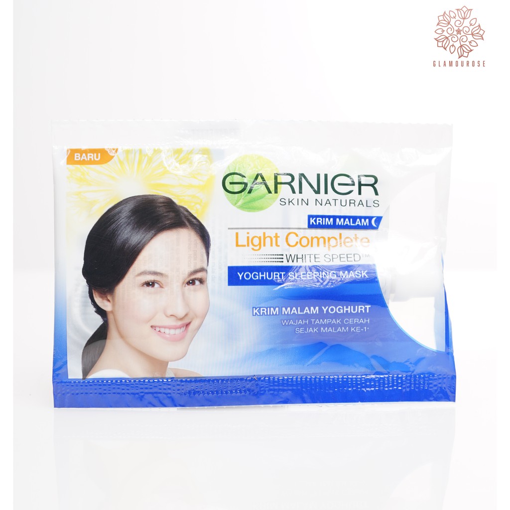 ❤️Glamouroseshop❤️  Garnier Light Complete Yoghurt Night Cream Sachet Garnier Bright Complete Vitamin C Yoghurt Sleeping Mask Sachet / Garnier Krim Sachet