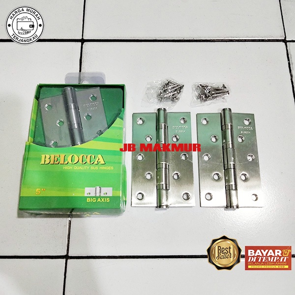 Engsel Pintu Rumah 5 inch Stainless Tanam Belocca / Engsel Jendela Kayu 5 inch Stainless 1 set / Eng