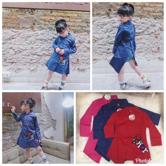 Kemeja tunik Dior t/pj anak perempuan