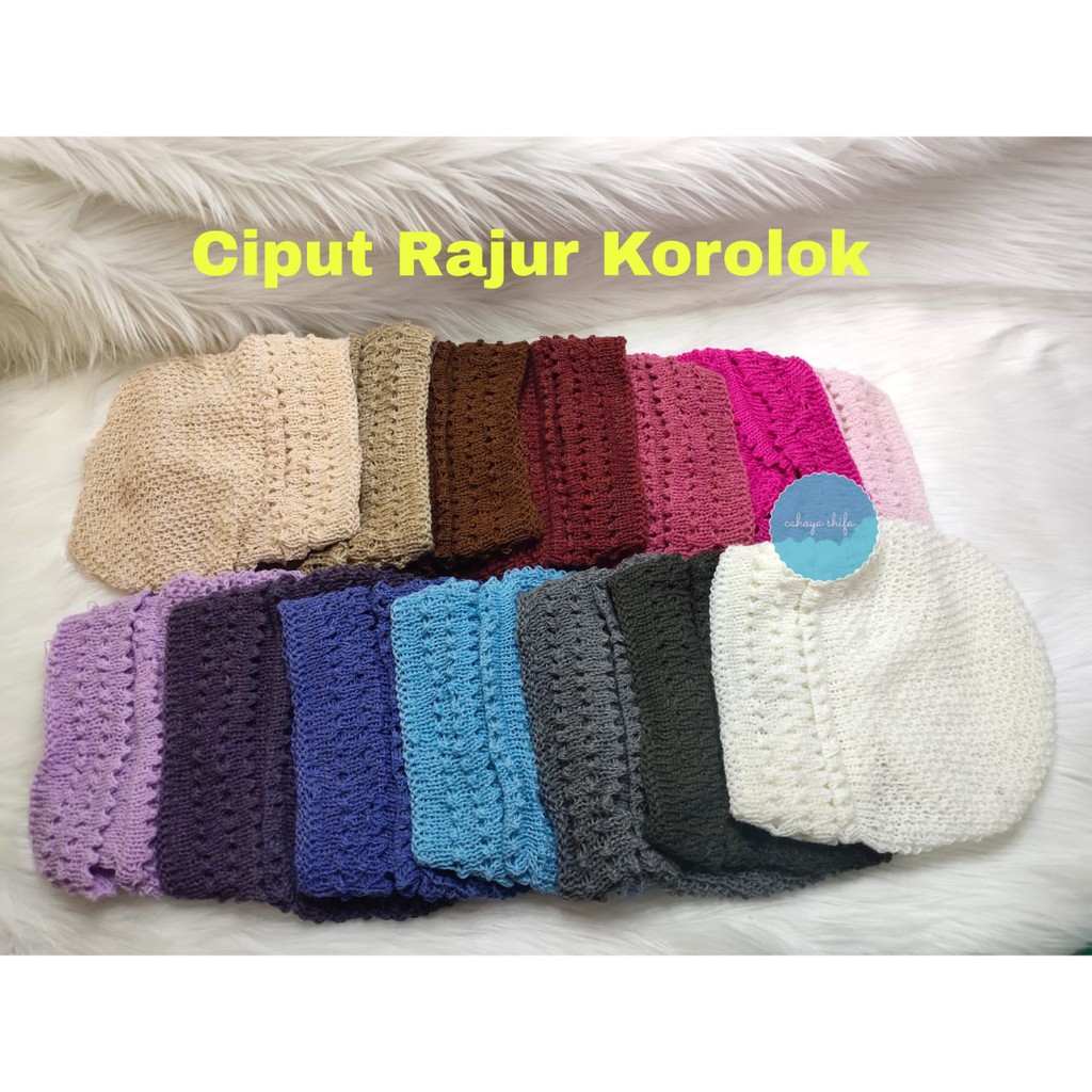 Kupluk rajut korolok / ciput nenek / ciput nenek mak ijah dobel zigzag