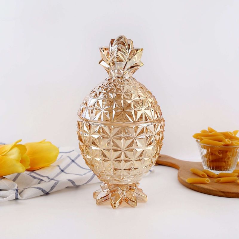 Toples Kaca Lebaran Toples Kue Bentuk Nanas Gold Bahan Kaca Capodimonte Tinggi 22 cm arabian gold ku