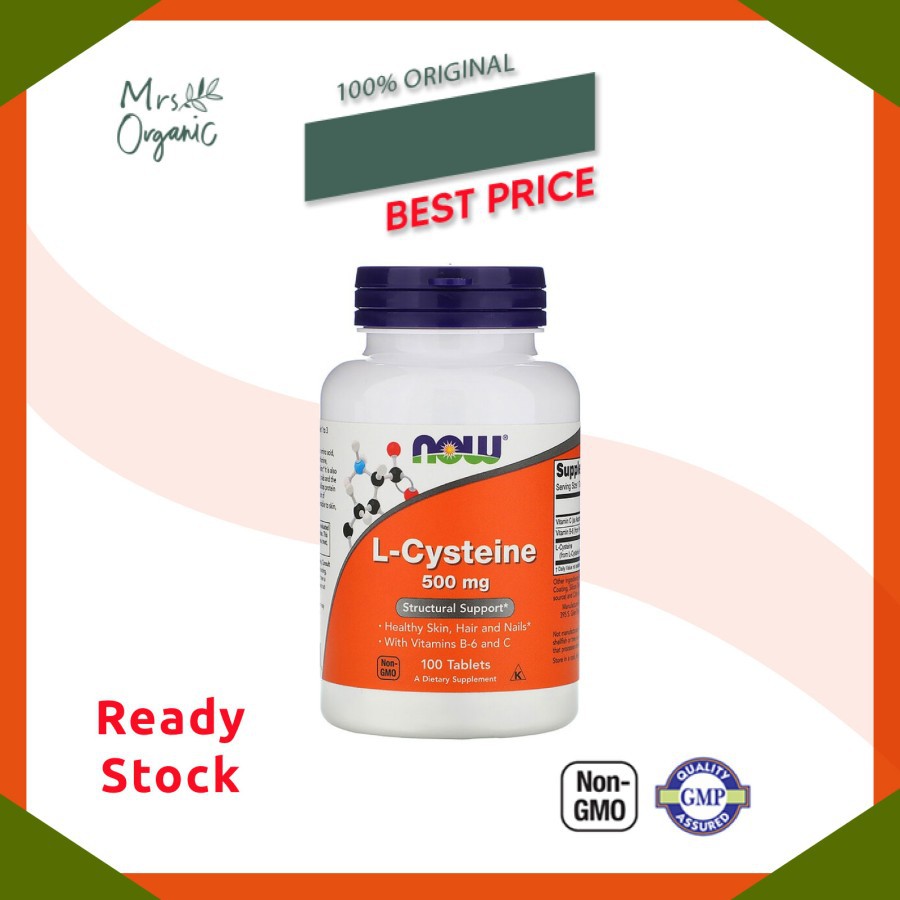 NOW Foods L Cysteine 500 mg 100 Tablets - kulit rambut rontok kuku