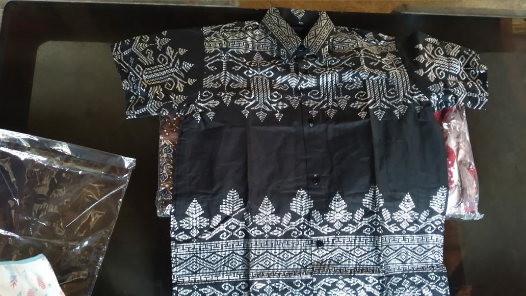 Batik Anak Size Terlengkap! Nivana Batik - Prada Emas  Anak Bakung Kembang Gede Kemeja Anak