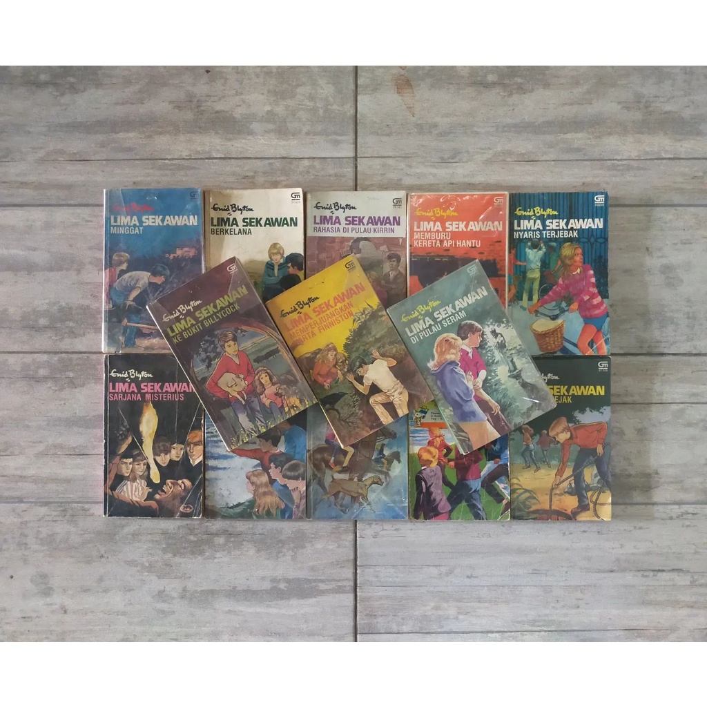Paket Buku Novel Enid Blyton Serial Lima Sekawan Edisi Cover Lawas Cetakan Tahun 1980an 3-20 (-4,9,1