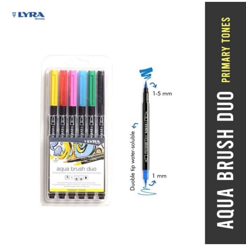 

Lyra Aqua Brush Duo Primary Tones Set 6 pcs Brush Pen Warna Primer 6521060