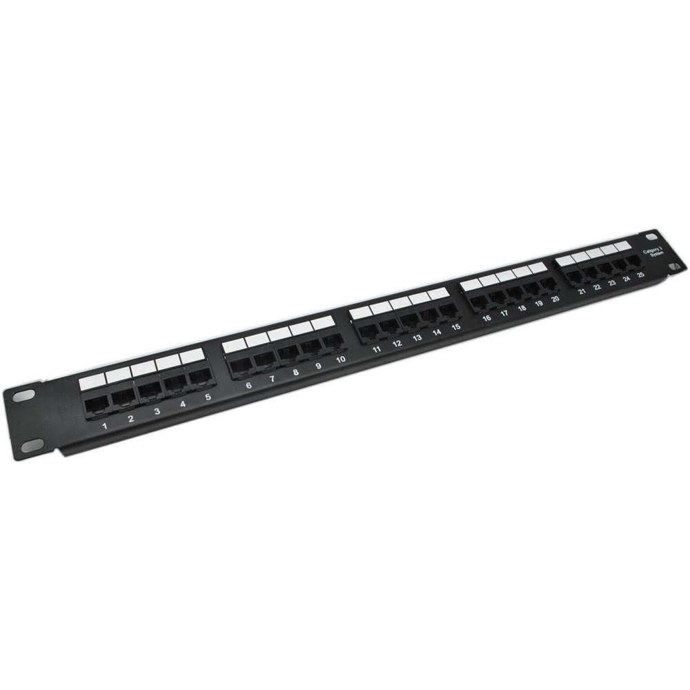 Cat3 RJ11 Telepon Patch Panel 25 Port for 1U 19 Inch Server Rack