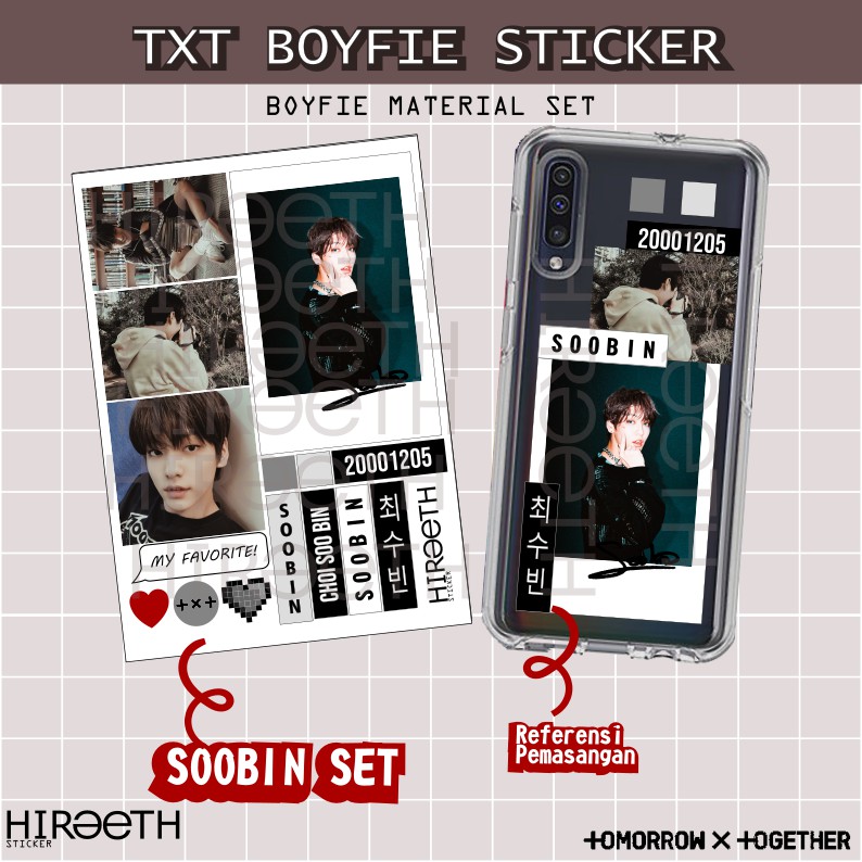 

Stiker Boyfie Material Aesthetic Sticker TXT Soobi Yeonjun Beomgyu Taehyun Huening Kai