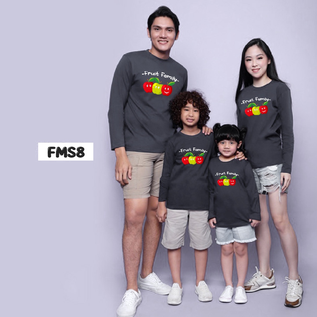 [KAOS] kaos keluarga couple family FMS8 fruit set family set full color cotton combed lengan panjang murah stylish