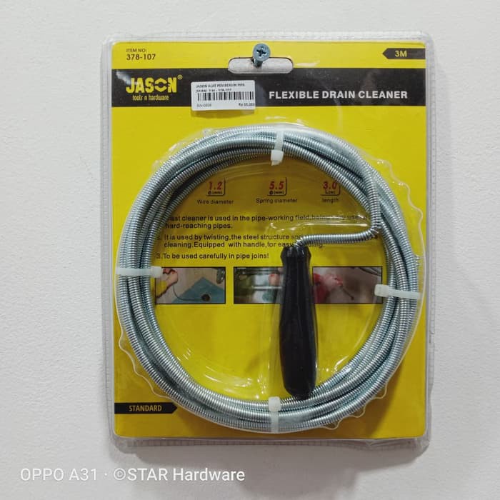Jason Alat Pembersih Sumbatan Saluran Wastafel Mampet Pipa Air 3 Meter x 1.2 mm Spiral Per 378-107