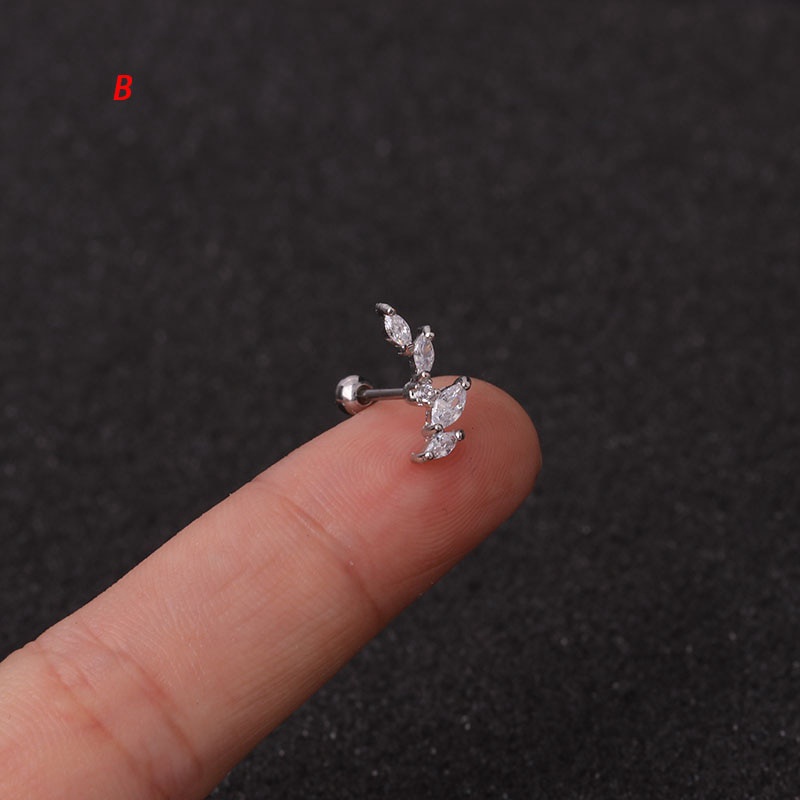 1Pc 0.8x6mm Bar Long Screw Back Stud Earring Piercing Luxury Cz Long Curved Cartilage Helix Rook Ear Piercing Jewelry