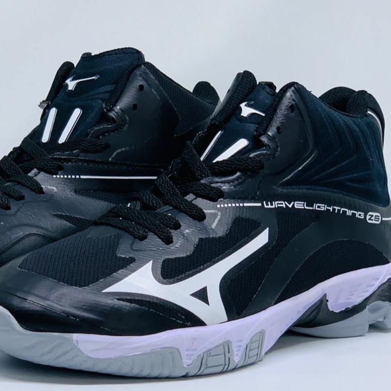 NEW Sepatu Voli Mizuno WLZG Mid Import Premium Olahraga Volly Pria Volli Voly BLACK HITAM PUTIH