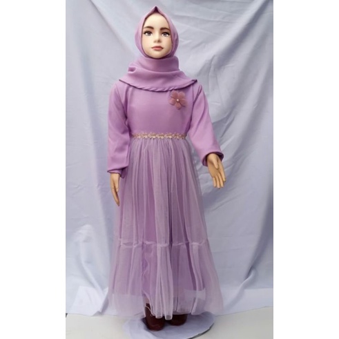 gamis tutu anak plus hijab